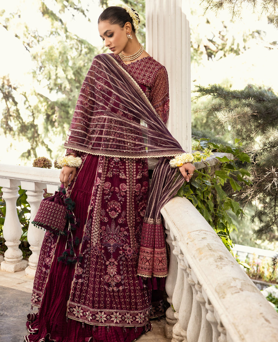 Zahra by Xenia Formals Embroidered Net Unstitched 3Pc Suit D-10 MARAH