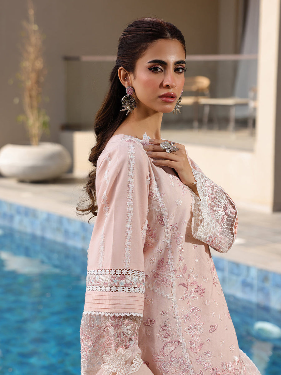 Faiza Faisal Marine Embroidered Luxury Lawn Unstitched 3Pc Suit - MARIA