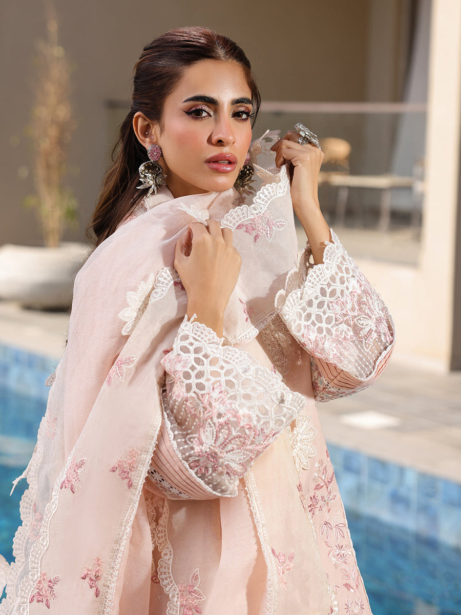Faiza Faisal Marine Embroidered Luxury Lawn Unstitched 3Pc Suit - MARIA