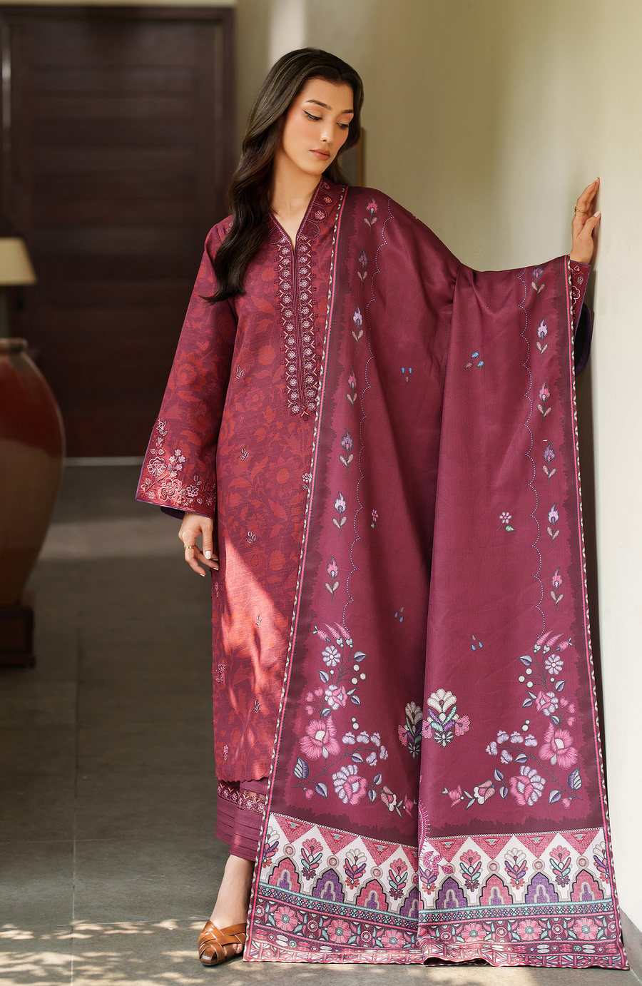 Bellini by Seran Embroidered Khaddar Unstitched 3Pc Suit D-04 MARVENE
