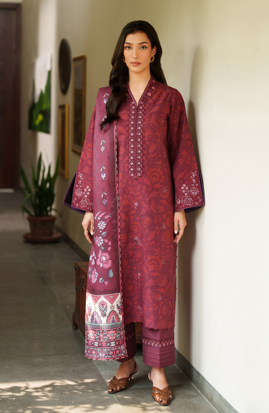 Bellini by Seran Embroidered Khaddar Unstitched 3Pc Suit D-04 MARVENE