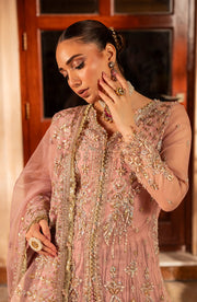 Aylin Wedding Formal Embroidered Organza Unstitched 3Pc Suit - MAUVE MIST