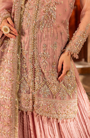 Aylin Wedding Formal Embroidered Organza Unstitched 3Pc Suit - MAUVE MIST