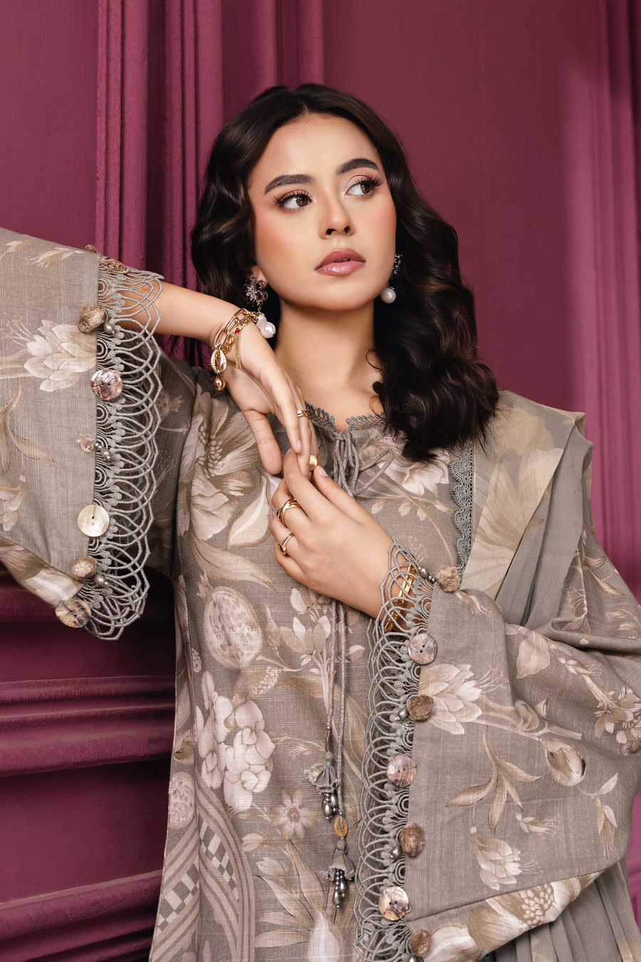 Maria.B M.Basics Printed Khaddar Unstitched 3Pc Suit MB-CUS25-1101-A