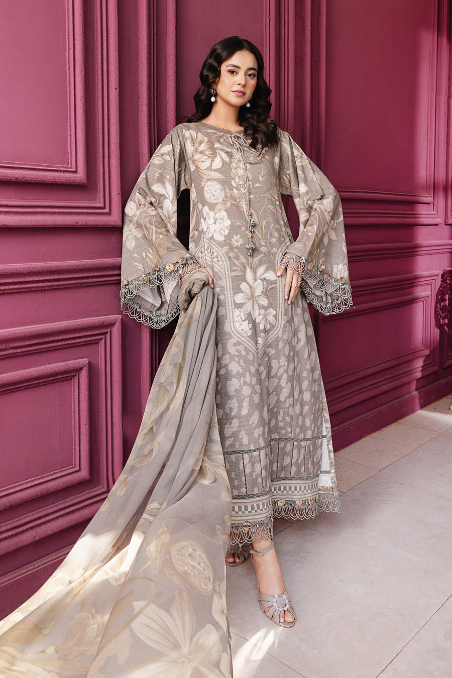 Maria.B M.Basics Printed Khaddar Unstitched 3Pc Suit MB-CUS25-1101-A