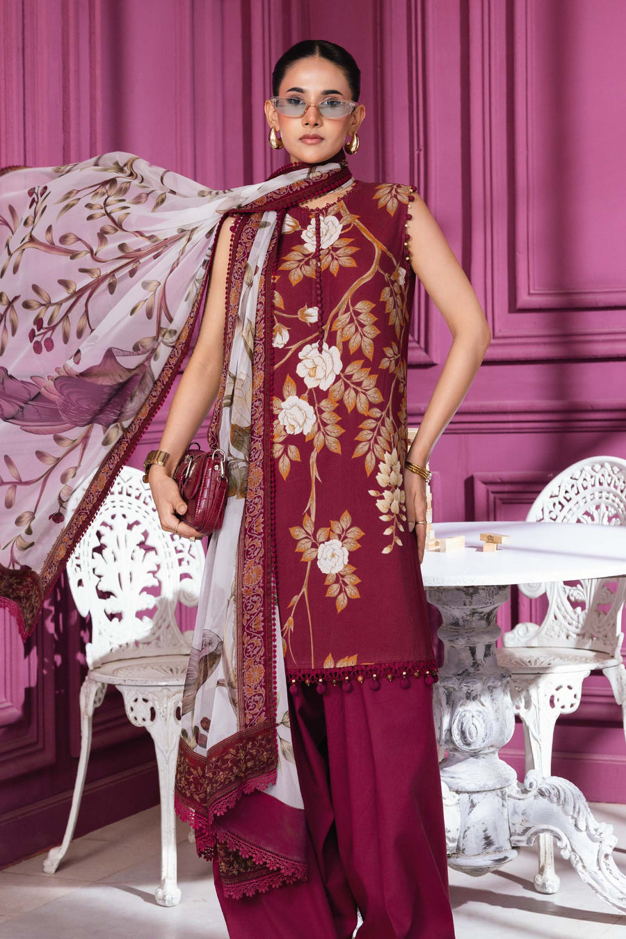 Maria.B M.Basics Printed Linen Unstitched 3Pc Suit MB-CUS25-1102-B