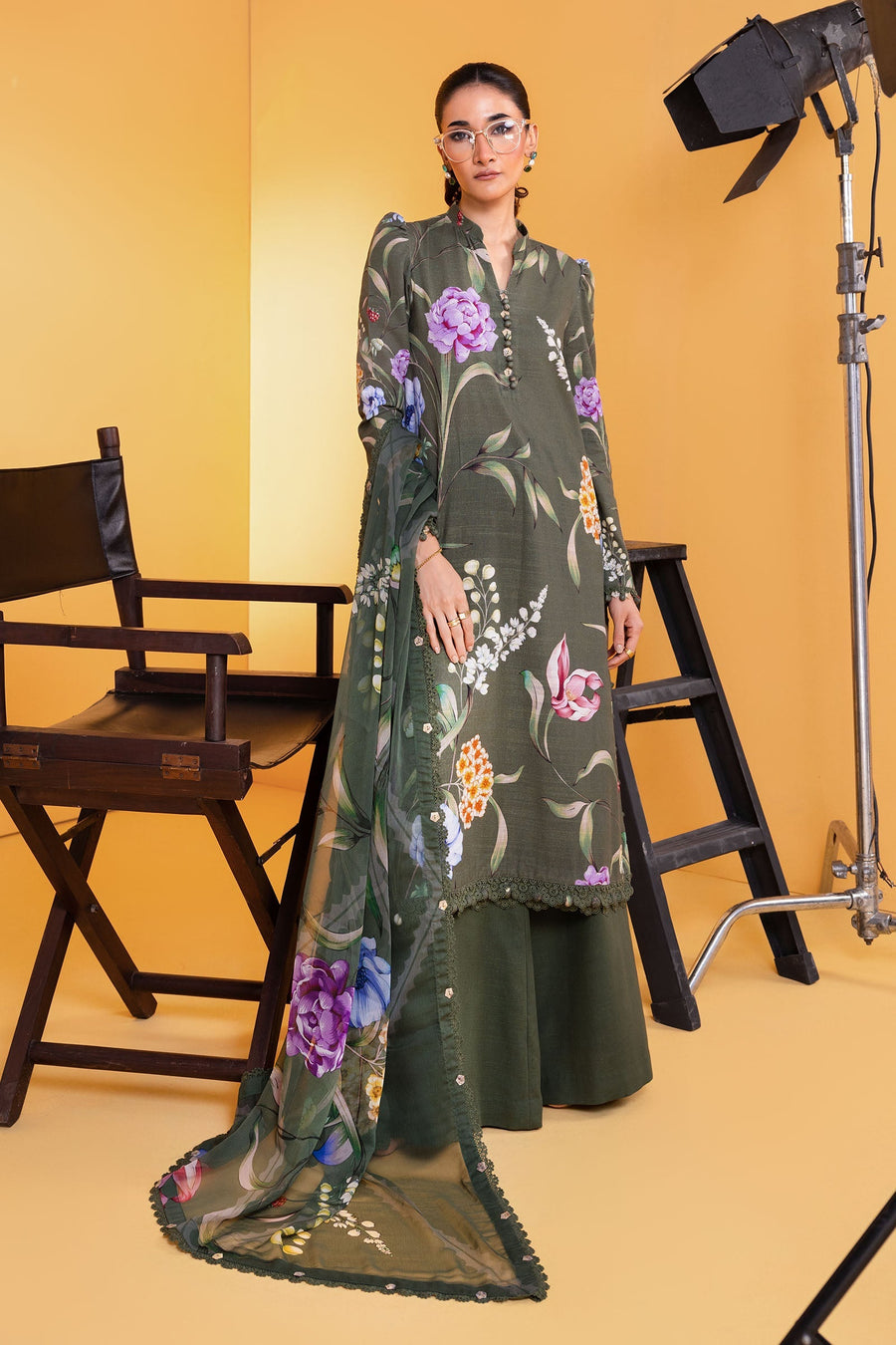 Maria.B M.Basics Printed Khaddar Unstitched 3Pc Suit MB-CUS25-1103-B