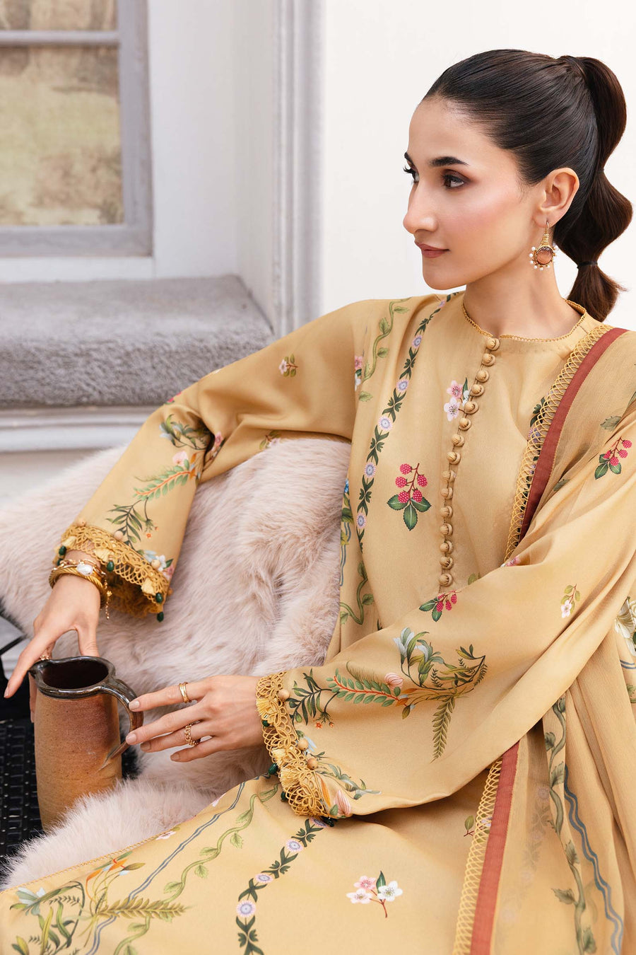 Maria.B M.Basics Printed Marina Twill Unstitched 3Pc Suit MB-CUS25-1105-B