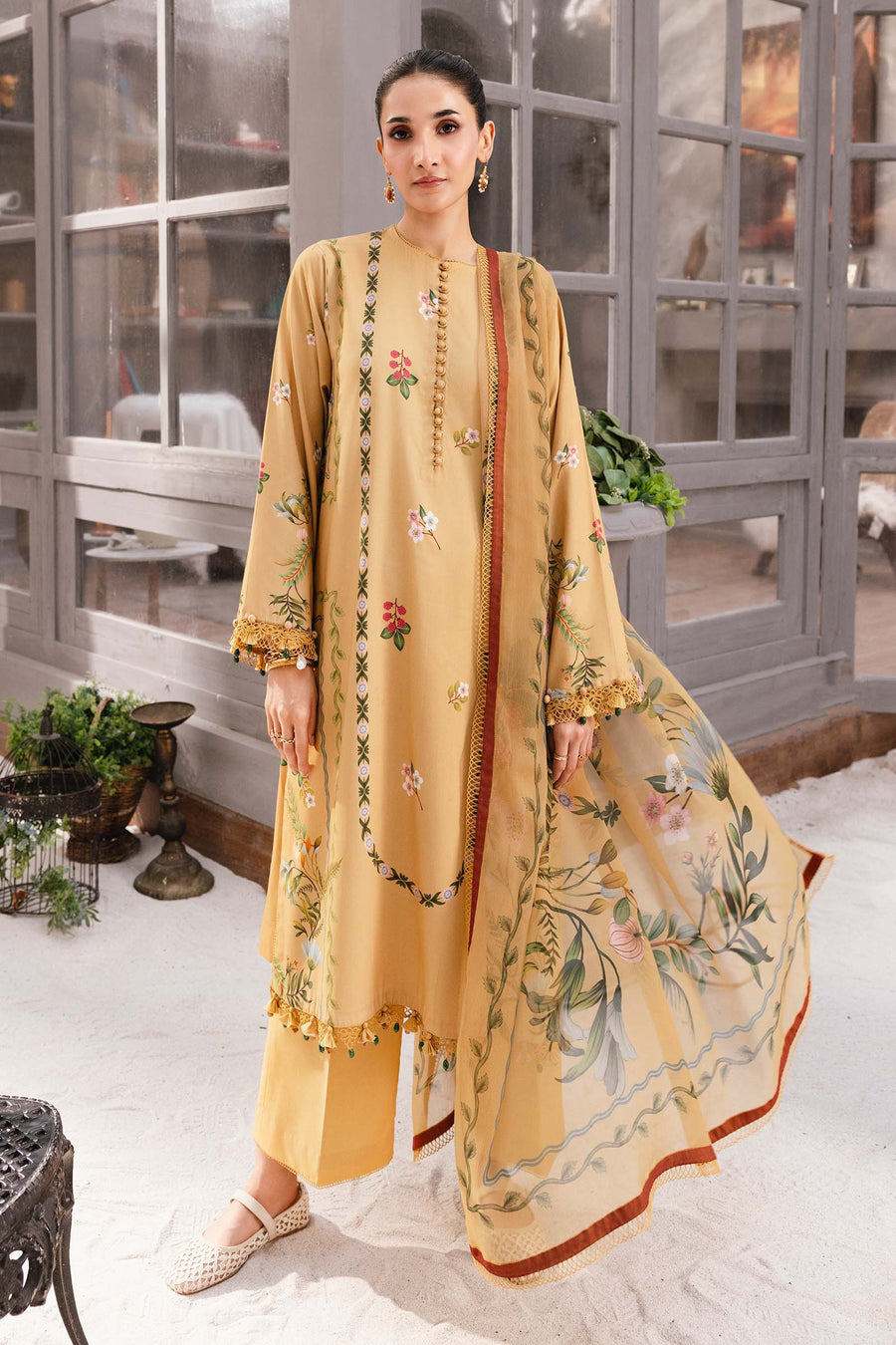Maria.B M.Basics Printed Marina Twill Unstitched 3Pc Suit MB-CUS25-1105-B