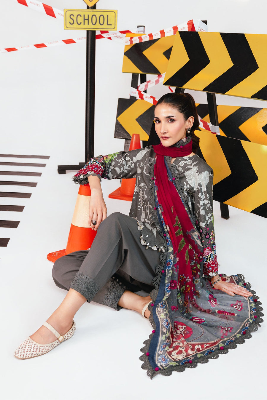 Maria.B M.Basics Printed Marina Twill Unstitched 3Pc Suit MB-CUS25-1106-A