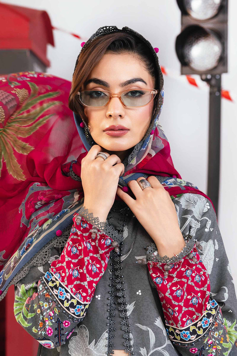 Maria.B M.Basics Printed Marina Twill Unstitched 3Pc Suit MB-CUS25-1106-A