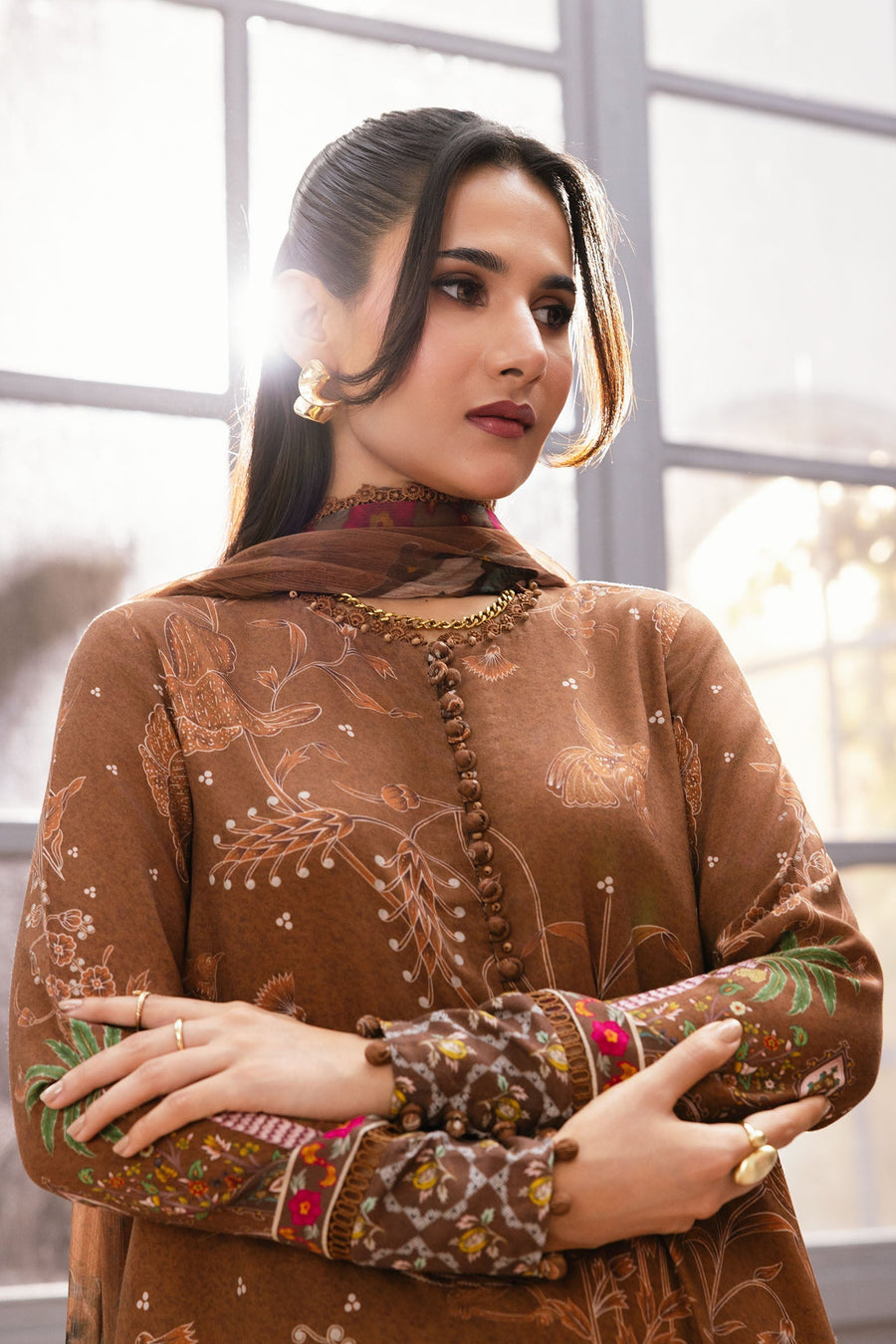 Maria.B M.Basics Printed Marina Twill Unstitched 3Pc Suit MB-CUS25-1106-B