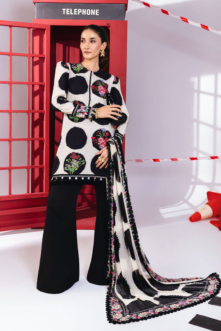 Maria.B M.Basics Printed Marina Twill Unstitched 3Pc Suit MB-CUS25-1107-B