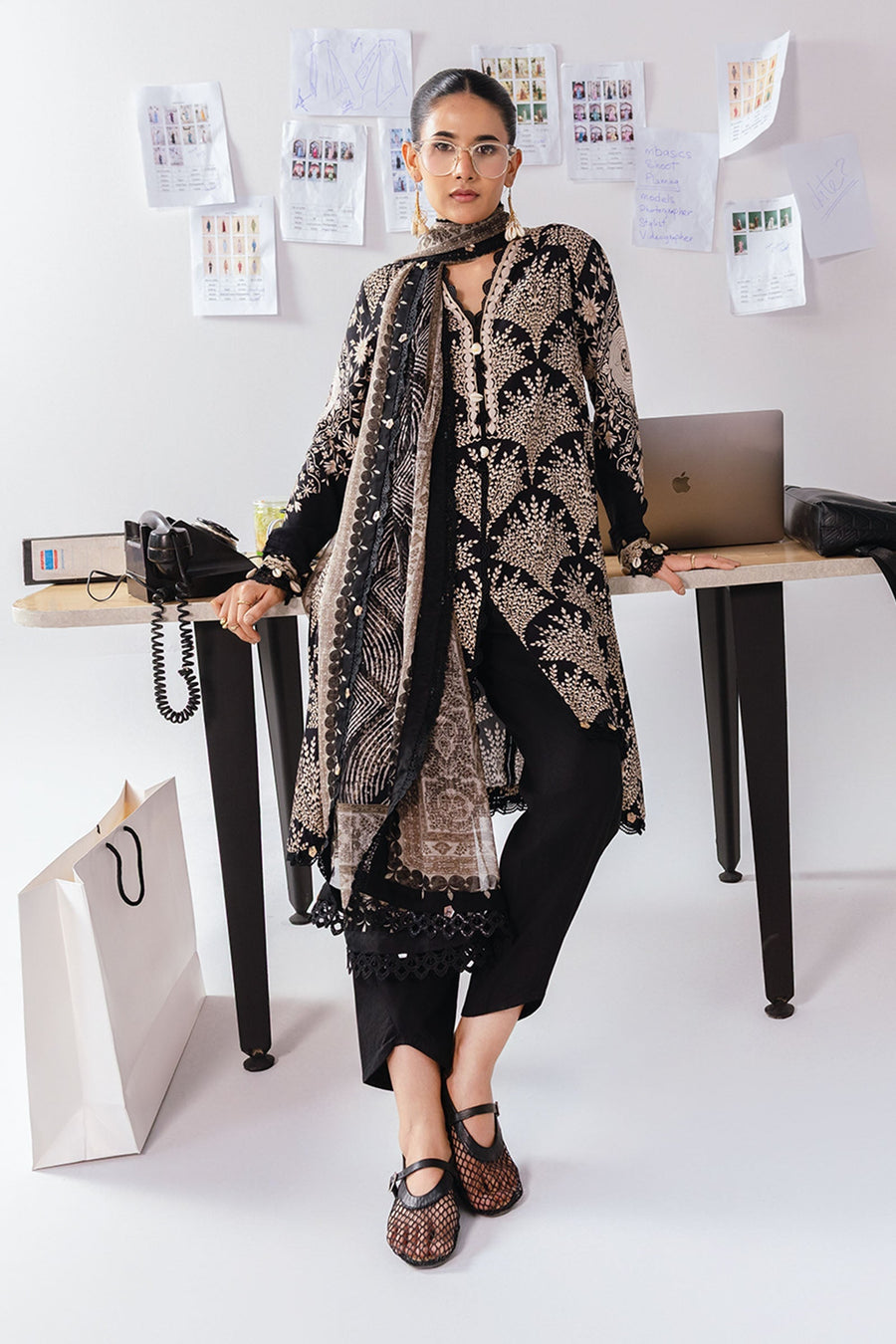 Maria.B M.Basics Printed Linen Unstitched 3Pc Suit MB-CUS25-1108-A