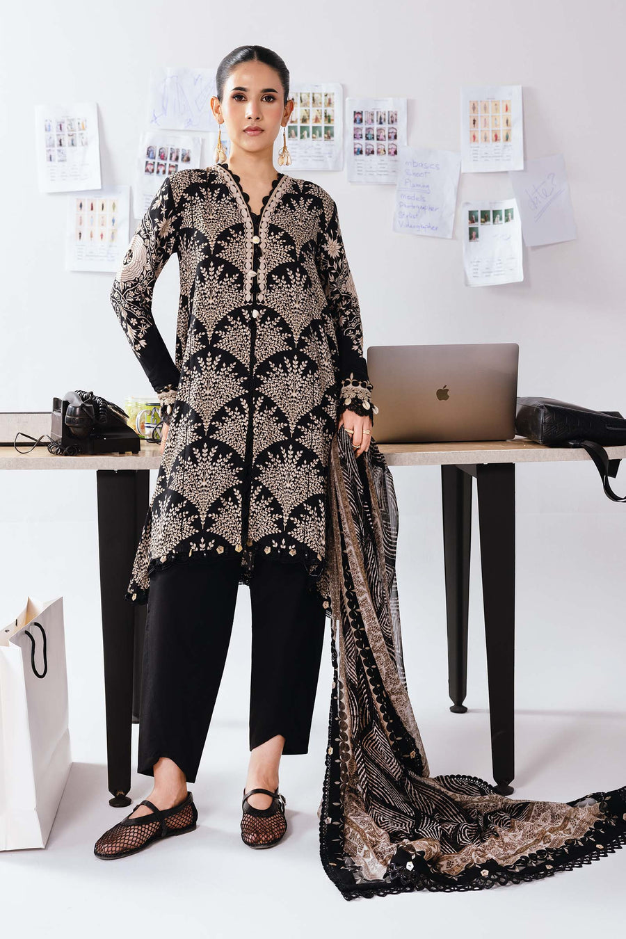 Maria.B M.Basics Printed Linen Unstitched 3Pc Suit MB-CUS25-1108-A