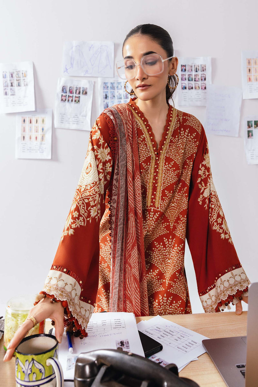 Maria.B M.Basics Printed Linen Unstitched 3Pc Suit MB-CUS25-1108-B