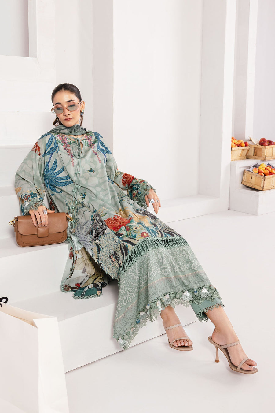 Maria.B M.Basics Printed Linen Unstitched 3Pc Suit MB-CUS25-1109-A