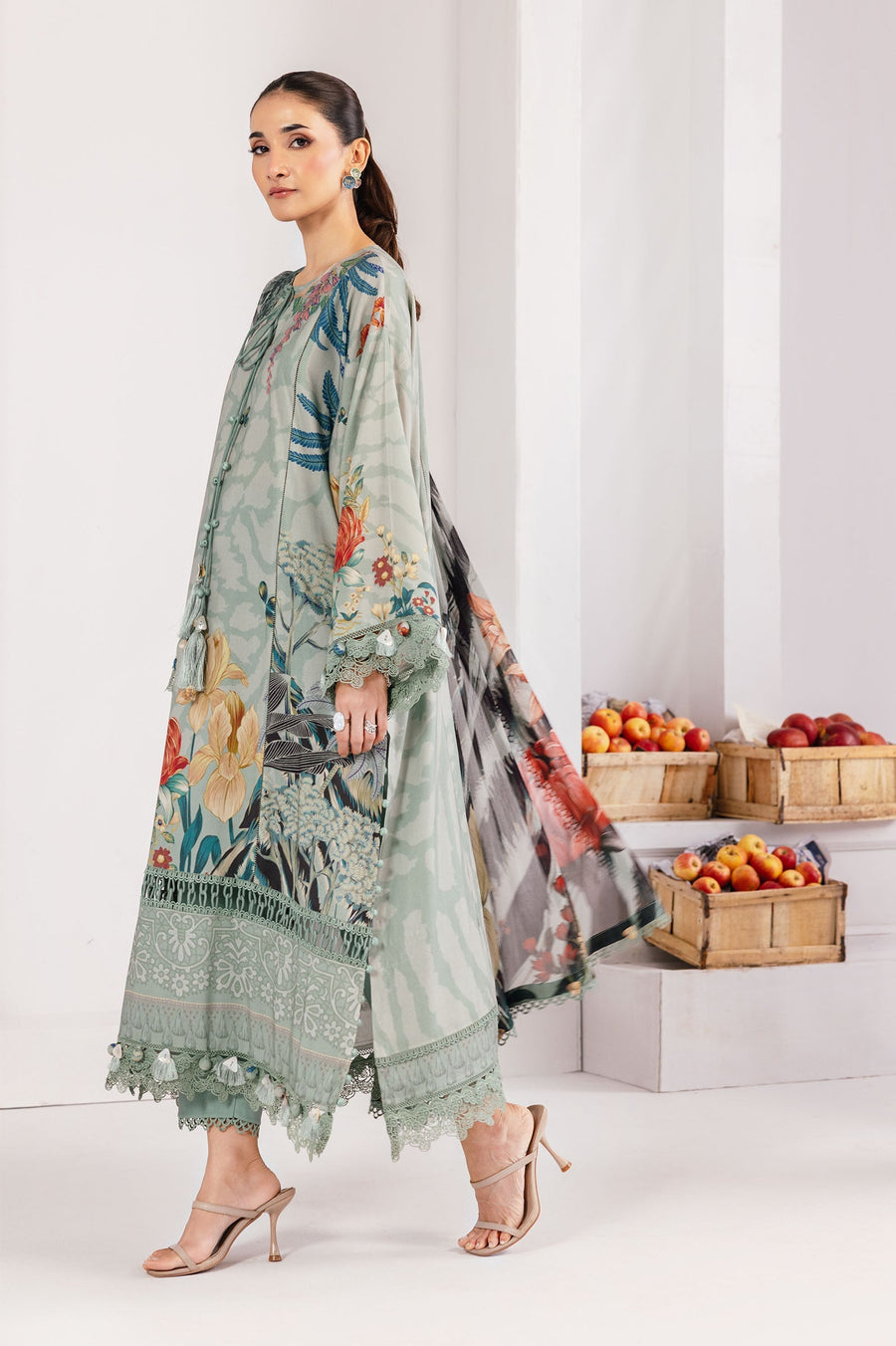 Maria.B M.Basics Printed Linen Unstitched 3Pc Suit MB-CUS25-1109-A