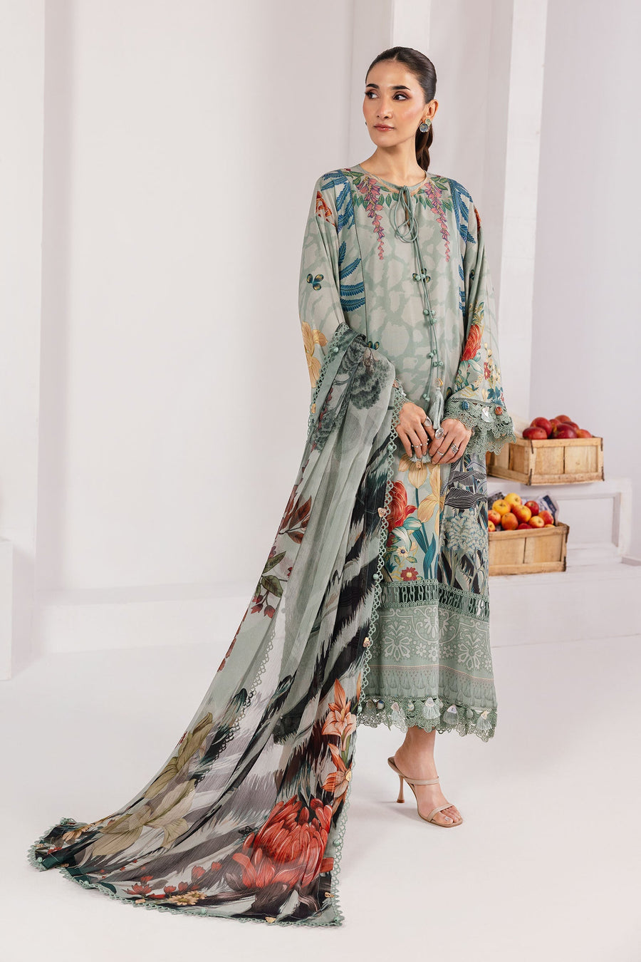 Maria.B M.Basics Printed Linen Unstitched 3Pc Suit MB-CUS25-1109-A