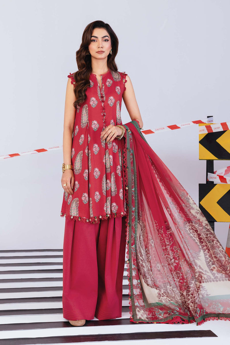 Maria.B M.Basics Printed Linen Unstitched 3Pc Suit MB-CUS25-1110-A
