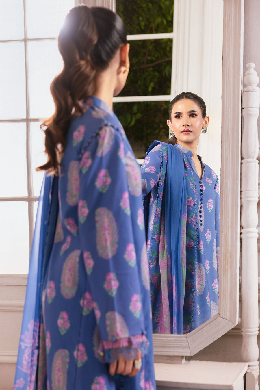 Maria.B M.Basics Printed Linen Unstitched 3Pc Suit MB-CUS25-1110-B