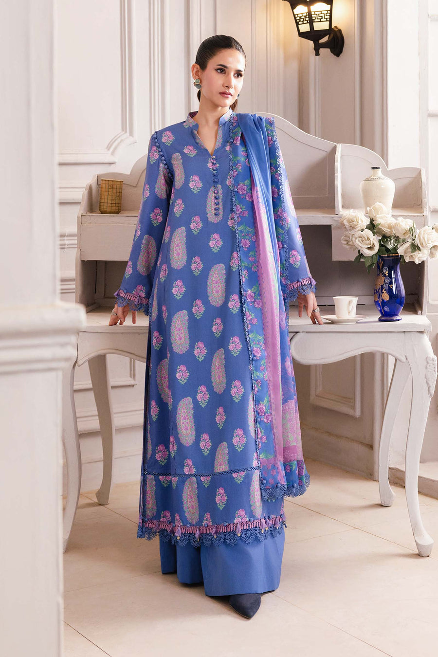 Maria.B M.Basics Printed Linen Unstitched 3Pc Suit MB-CUS25-1110-B
