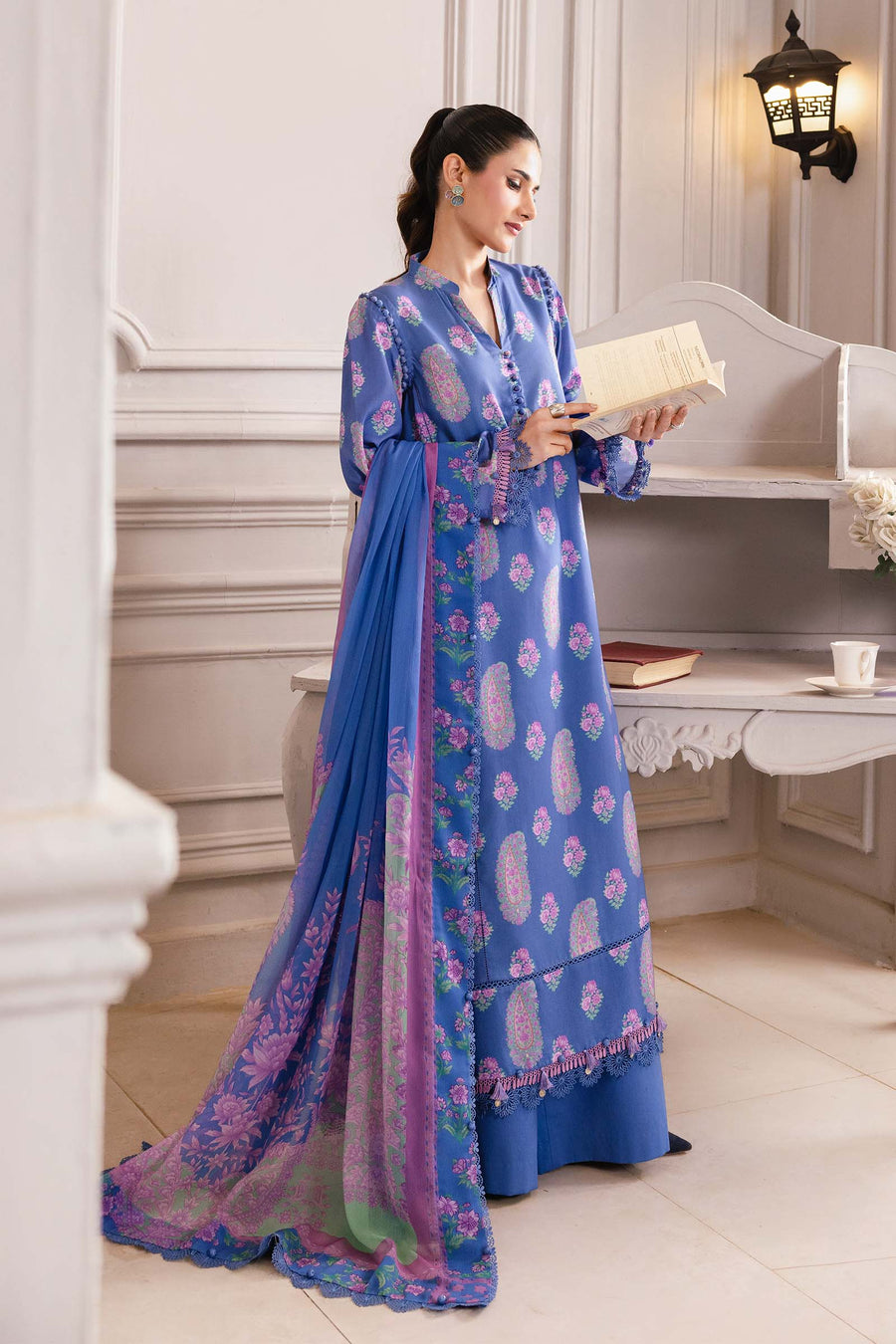 Maria.B M.Basics Printed Linen Unstitched 3Pc Suit MB-CUS25-1110-B