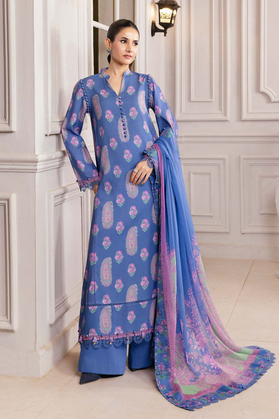 Maria.B M.Basics Printed Linen Unstitched 3Pc Suit MB-CUS25-1110-B