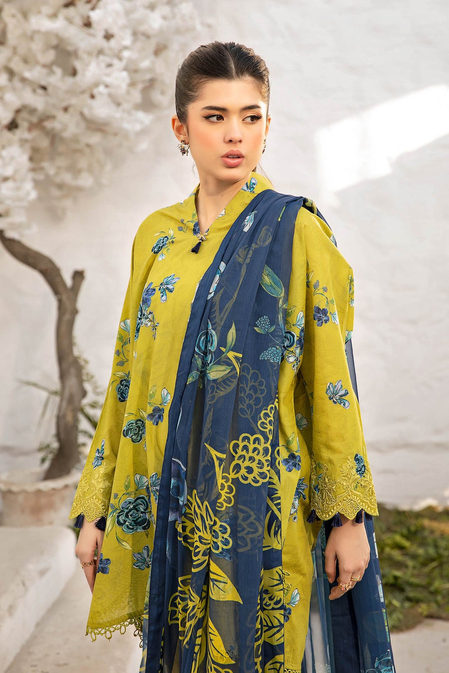 Maria.B M.Basics Embroidered Lawn Unstitched 3Pc Suit MB-CUS25-702A