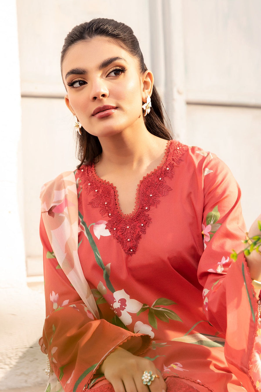 Maria.B M.Basics Embroidered Lawn Unstitched 3Pc Suit MB-CUS25-707B