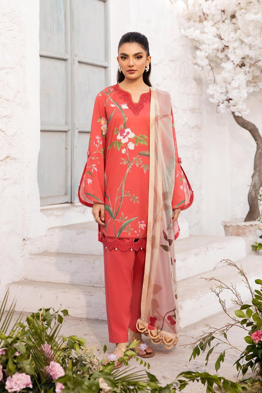 Maria.B M.Basics Embroidered Lawn Unstitched 3Pc Suit MB-CUS25-707B