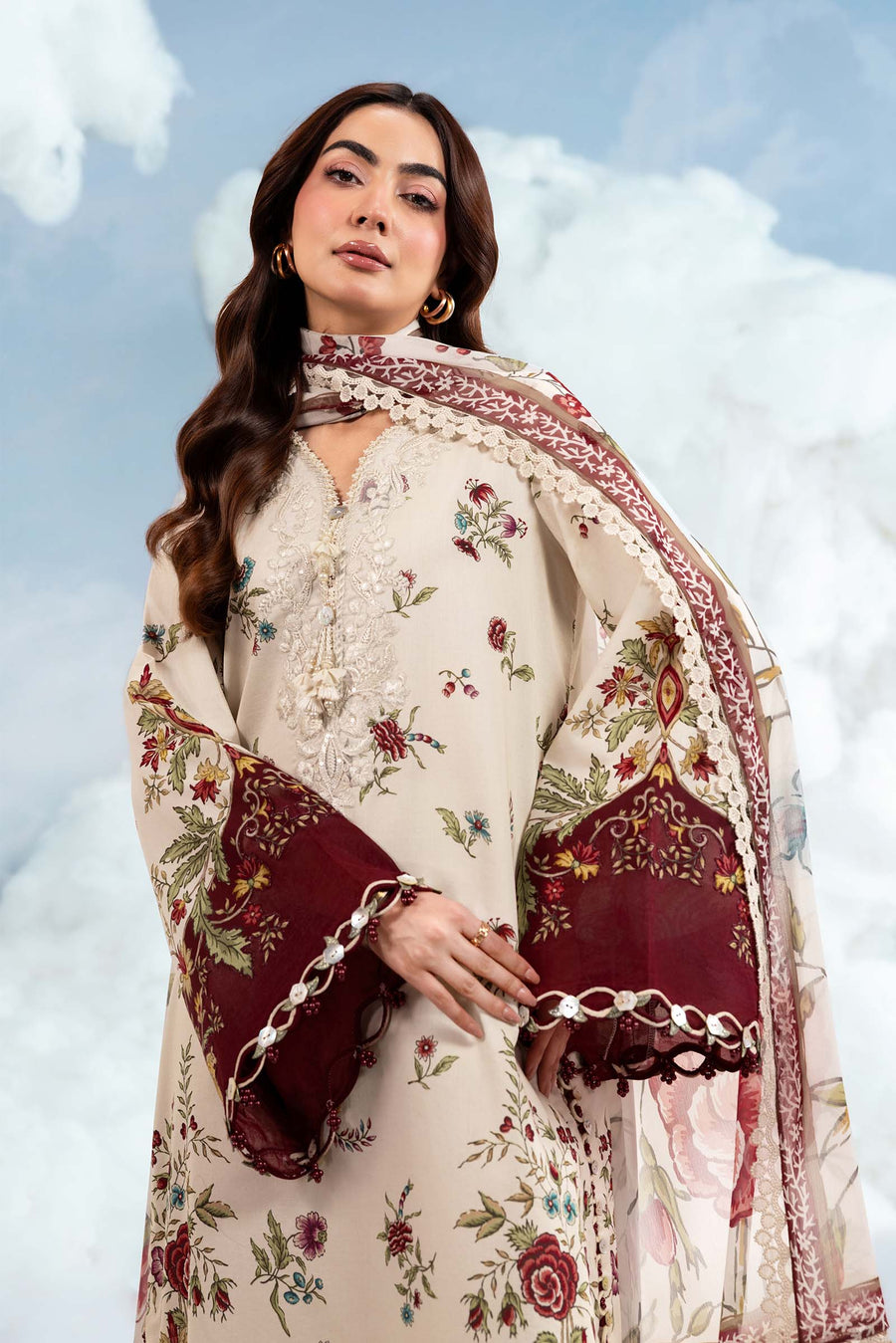 Maria.B M.Basics Embroidered Lawn Unstitched 3Pc Suit MB-CUSV14-01A
