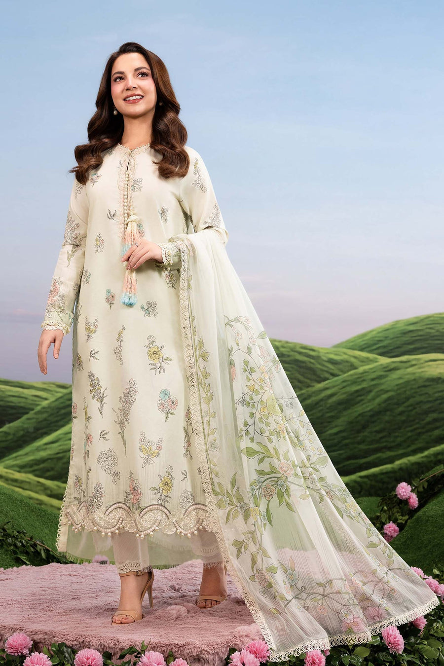 Maria.B M.Basics Embroidered Lawn Unstitched 3Pc Suit MB-CUSV14-02A