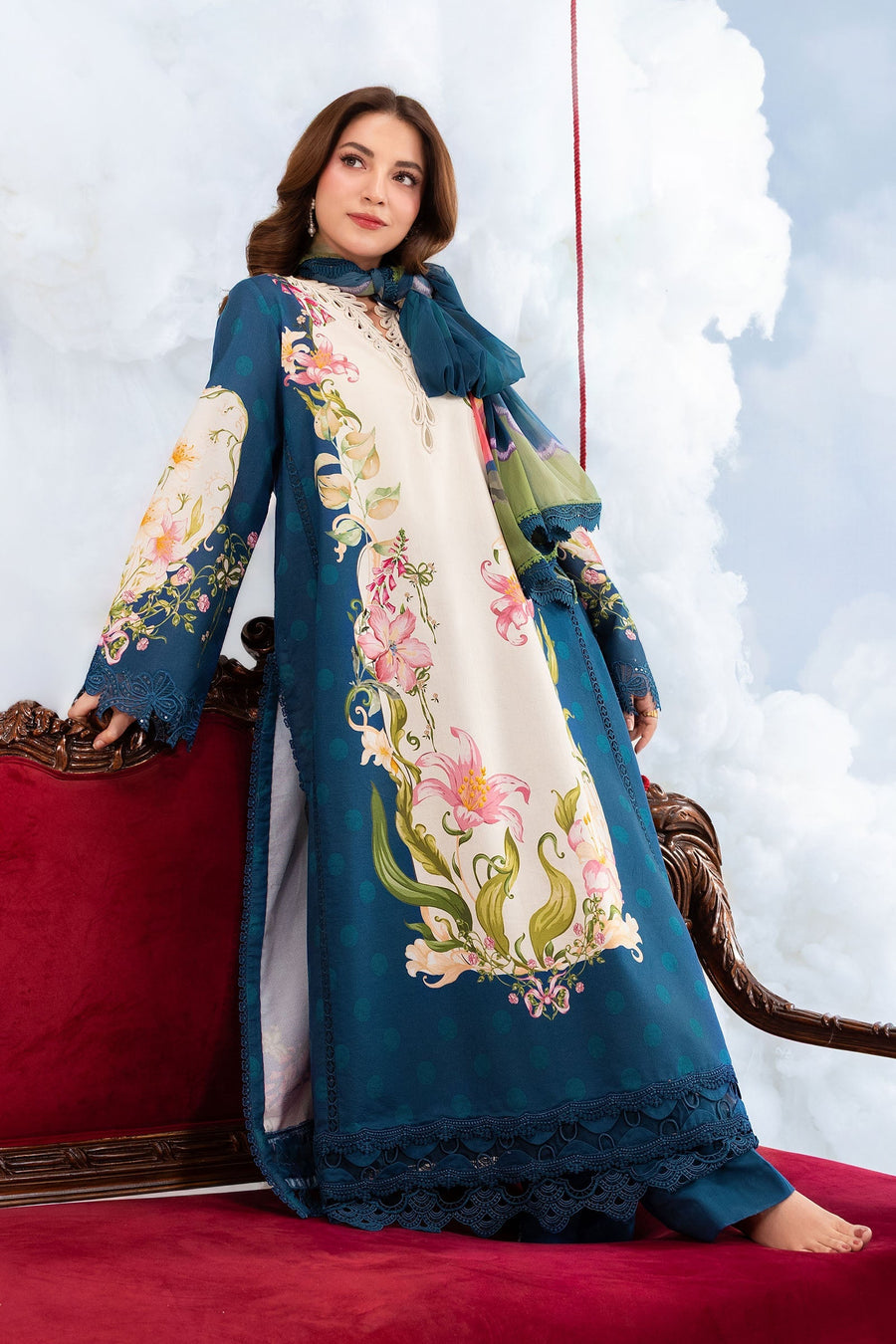 Maria.B M.Basics Embroidered Lawn Unstitched 3Pc Suit MB-CUSV14-05B