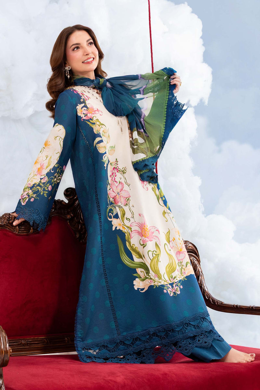 Maria.B M.Basics Embroidered Lawn Unstitched 3Pc Suit MB-CUSV14-05B