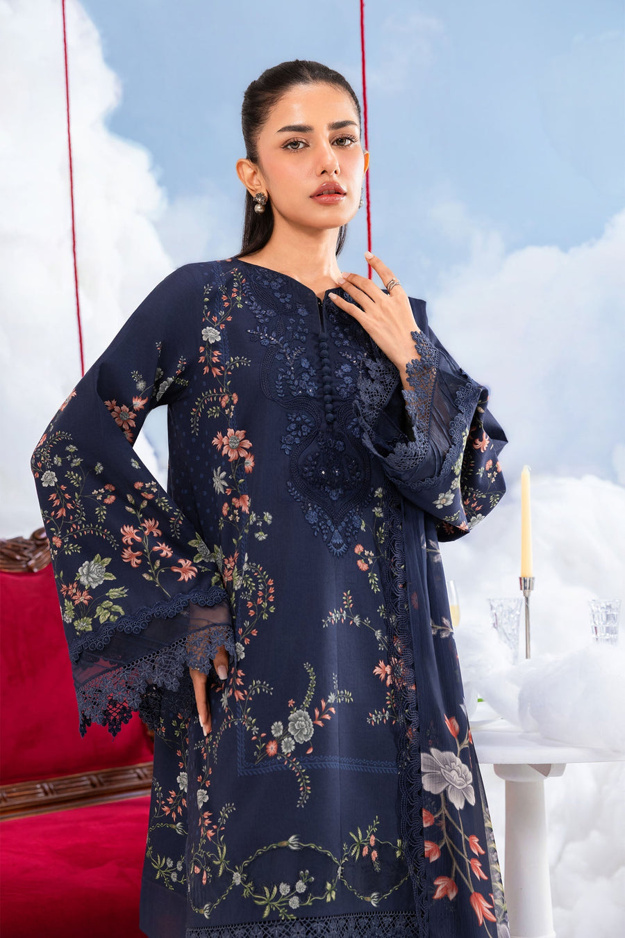 Maria.B M.Basics Embroidered Lawn Unstitched 3Pc Suit MB-CUSV14-07B