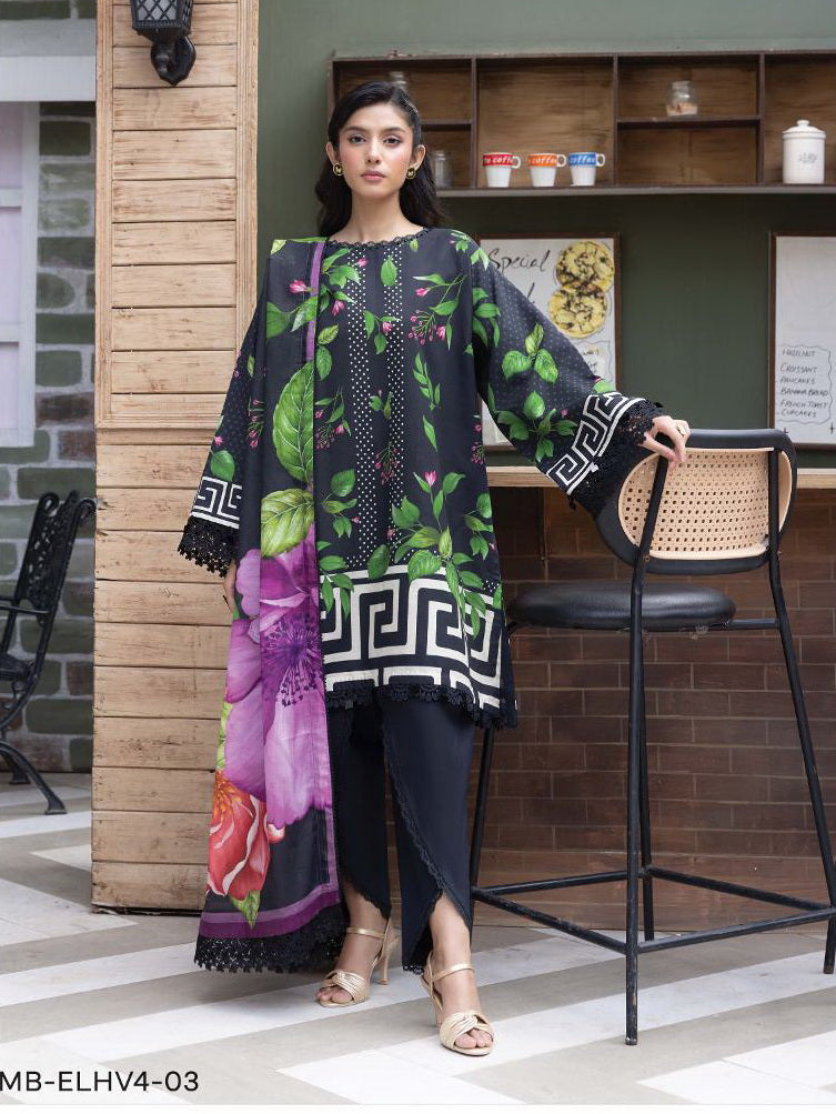 Maria.B M.Basics Elaheh Printed Lawn Unstitched 3Pc Suit MB-ELHV4-03