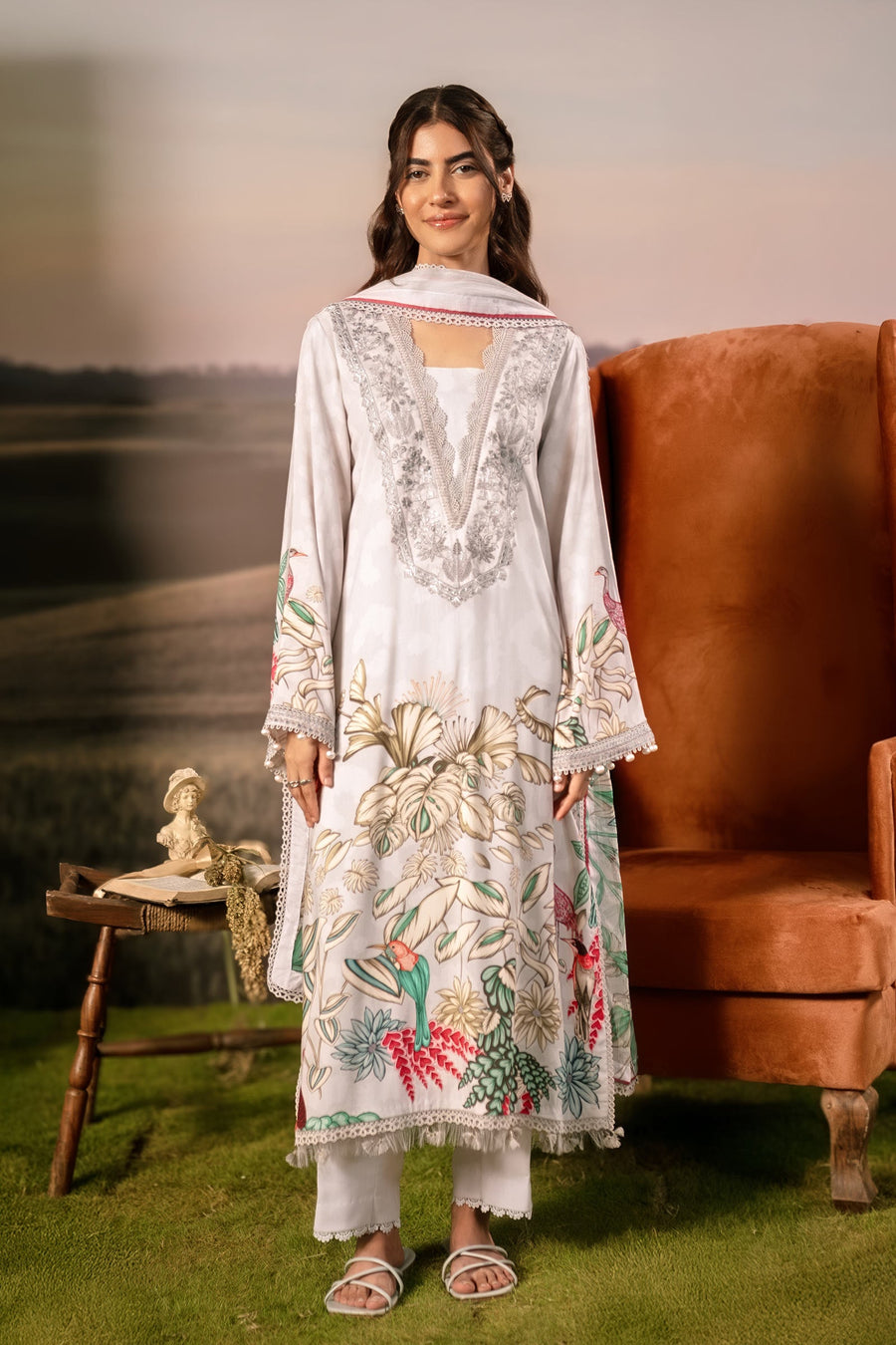 Maria.B M.Basics Embroidered Arabic Lawn Unstitched 3Pc Suit D-05A