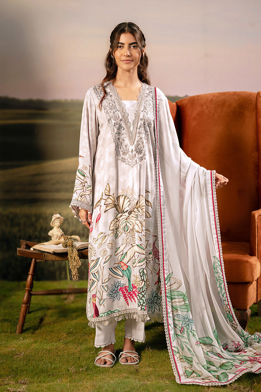 Maria.B M.Basics Embroidered Arabic Lawn Unstitched 3Pc Suit D-05A