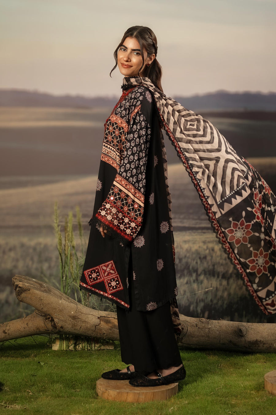 Maria.B M.Basics Embroidered Arabic Lawn Unstitched 3Pc Suit D-09A