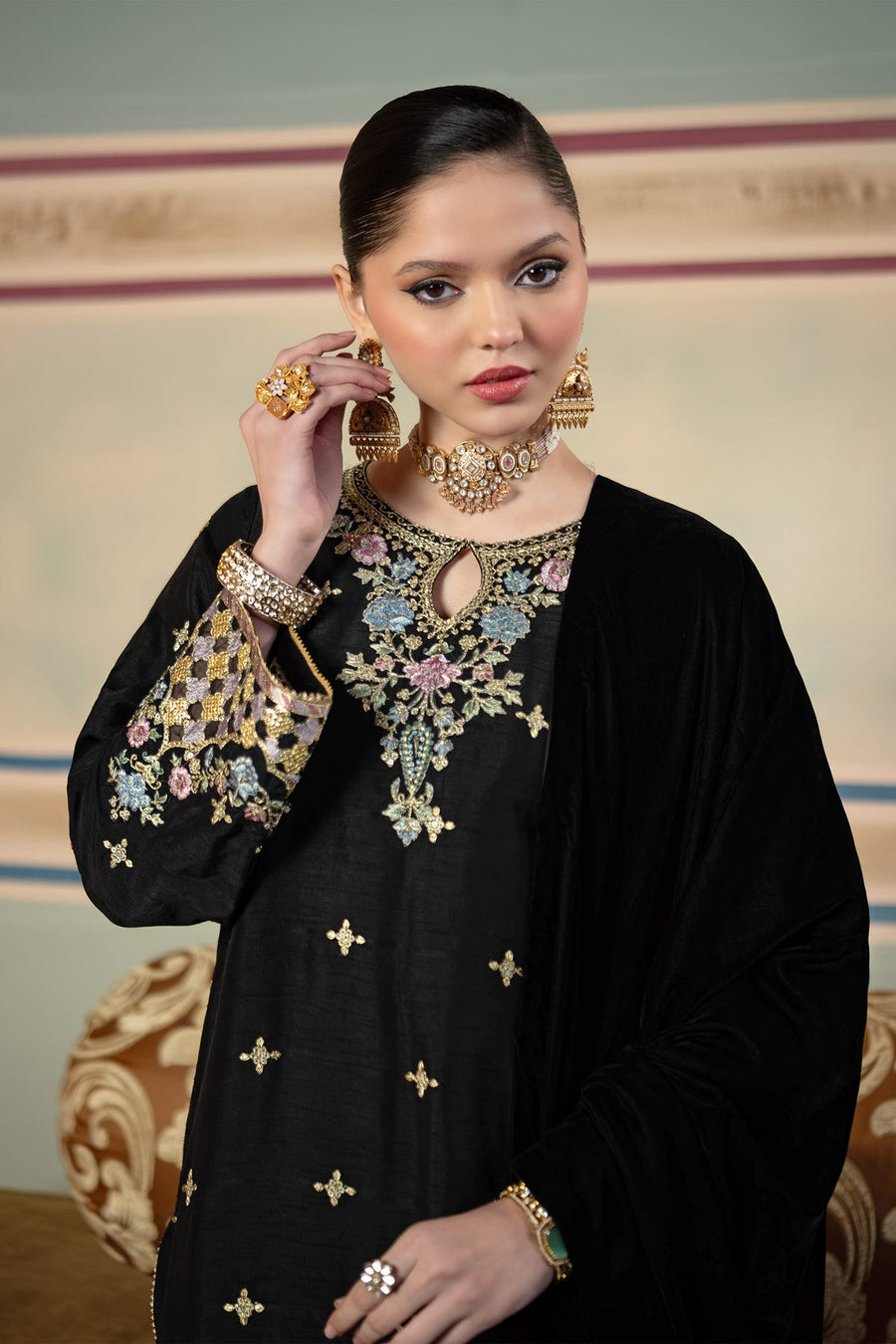 Maria.B M.Basics Festive Embroidered Raw Silk Unstitched 3Pc Suit MB-USW24-601