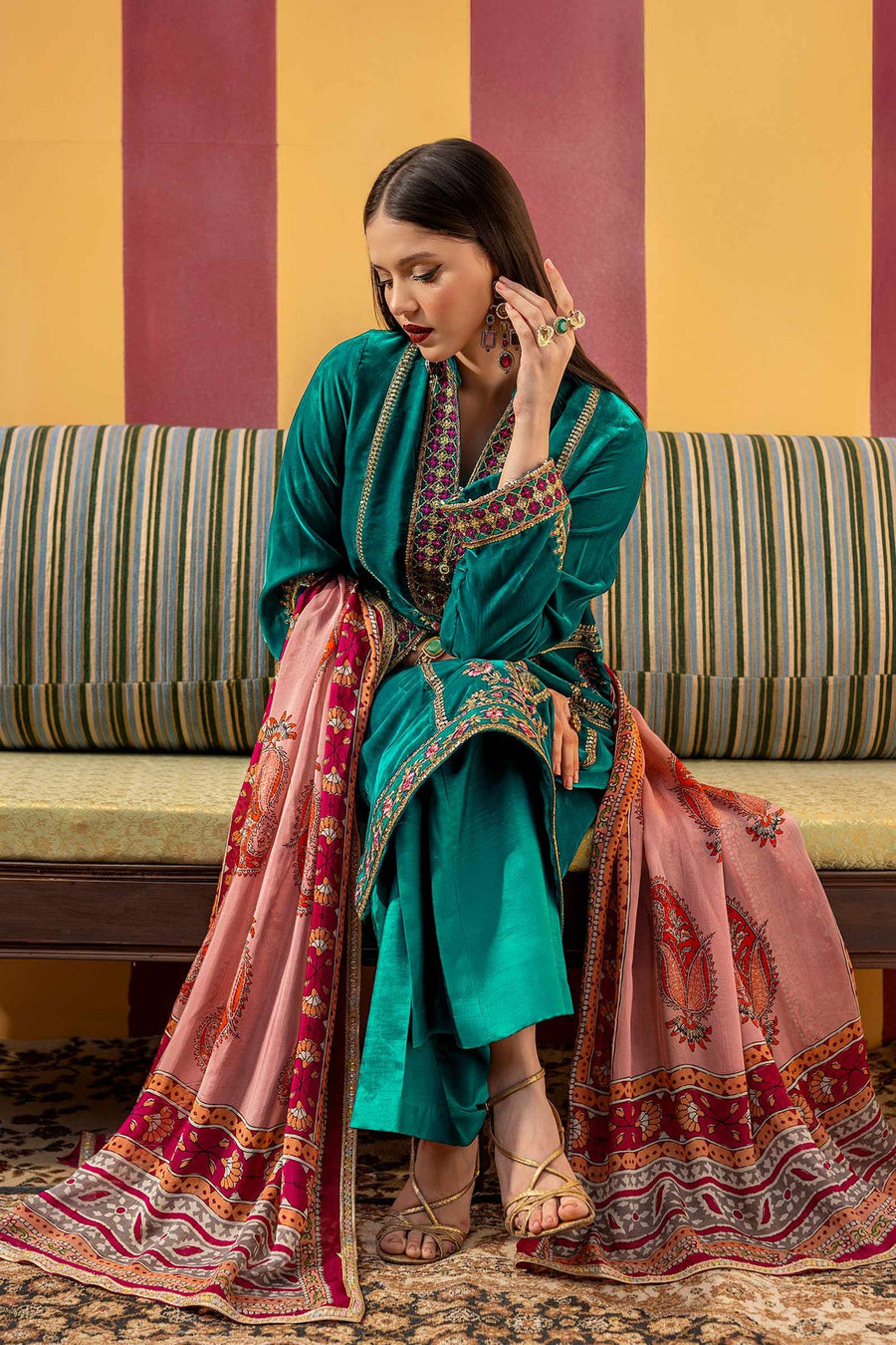 Maria.B M.Basics Festive Embroidered Velvet Unstitched 3Pc Suit MB-USW24-604