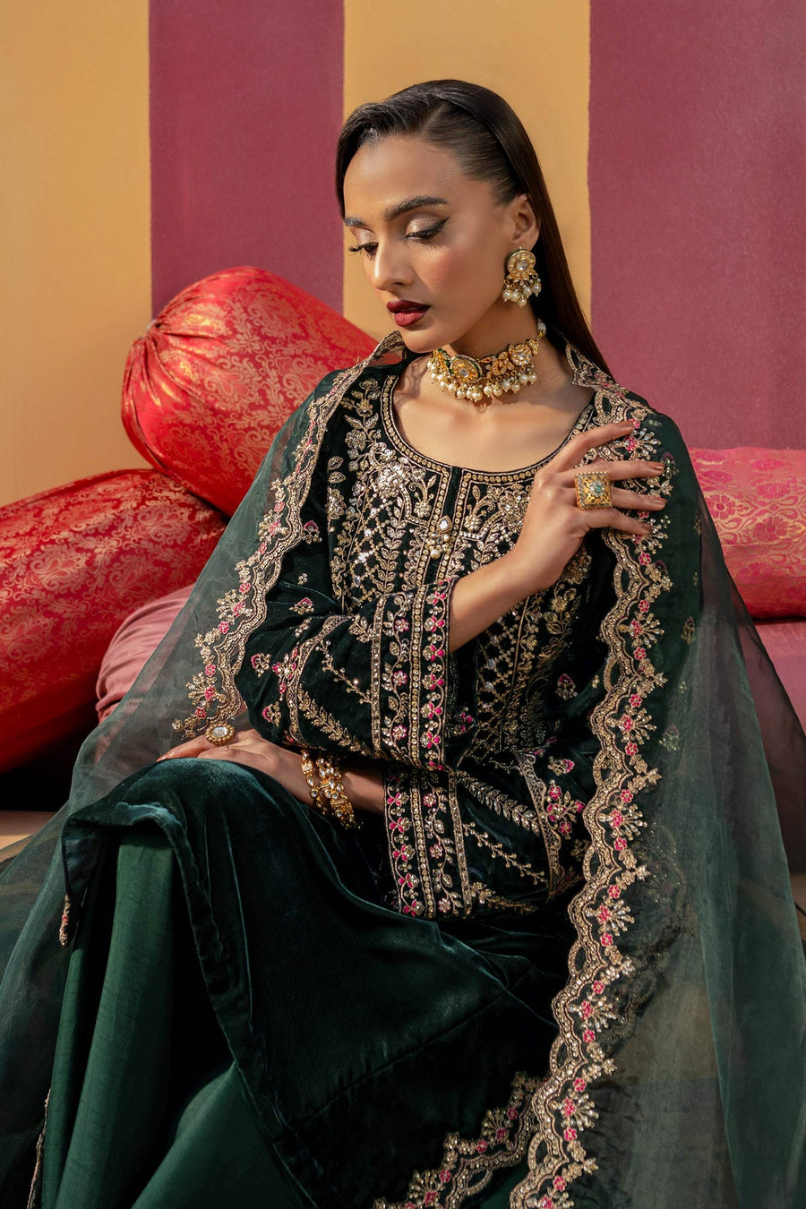 Maria.B M.Basics Festive Embroidered Velvet Unstitched 3Pc Suit MB-USW24-606