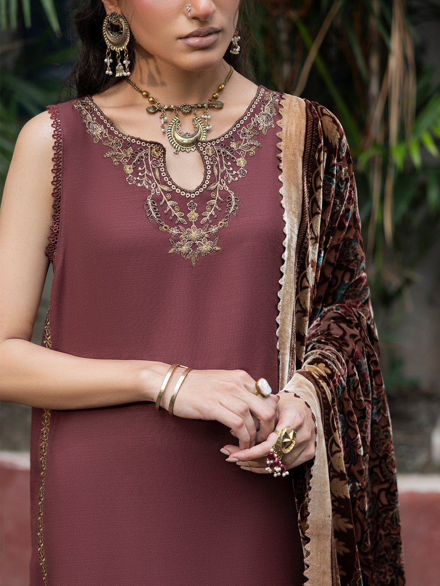 CELTS Mehmal Premium Embroidered Dhanak Unstitched 3Pc Suit MC-01