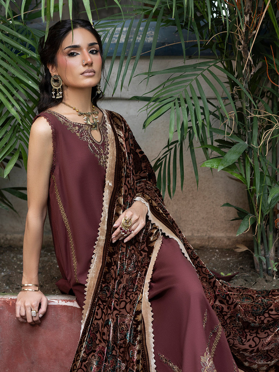 CELTS Mehmal Premium Embroidered Dhanak Unstitched 3Pc Suit MC-01