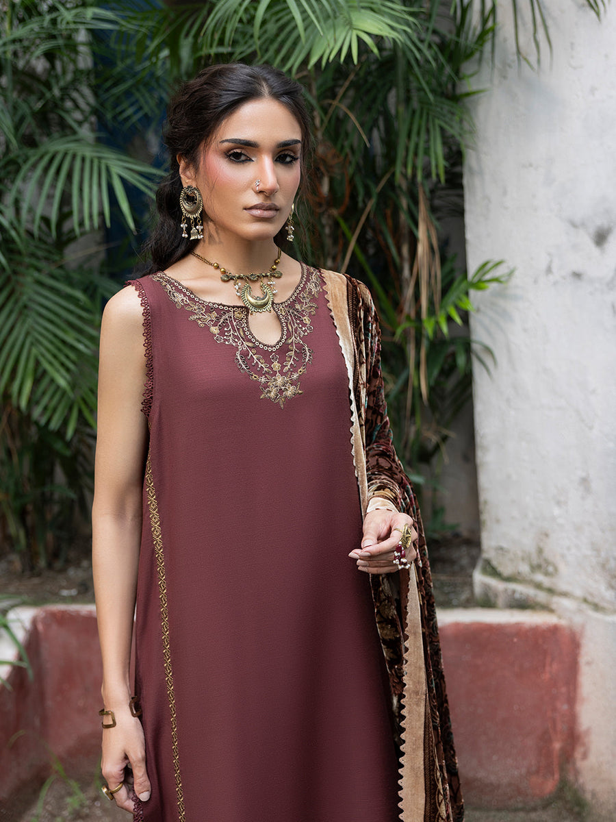 CELTS Mehmal Premium Embroidered Dhanak Unstitched 3Pc Suit MC-01