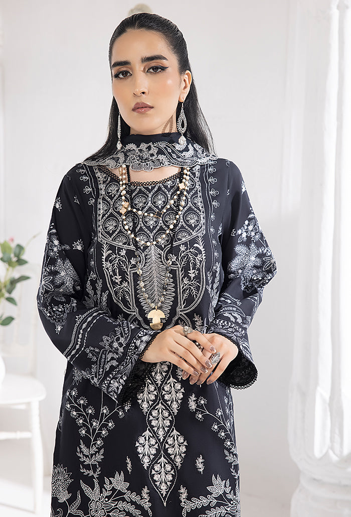 Humdum Collection Monochrome by Humdum Unstitched Printed Lawn 3Pc Suit MC-03