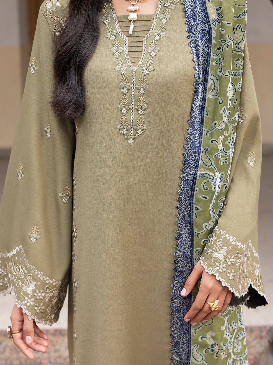 CELTS Mehmal Premium Embroidered Dhanak Unstitched 3Pc Suit MC-03
