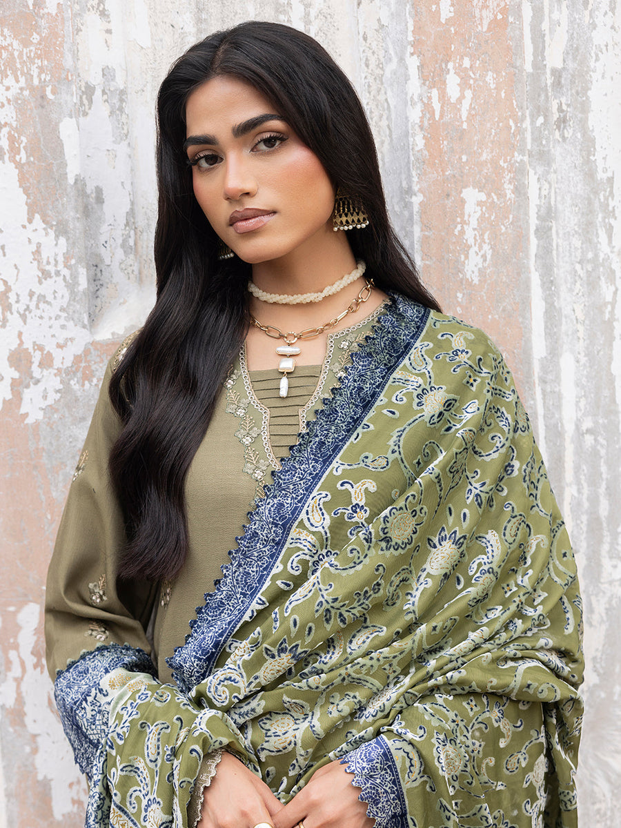 CELTS Mehmal Premium Embroidered Dhanak Unstitched 3Pc Suit MC-03