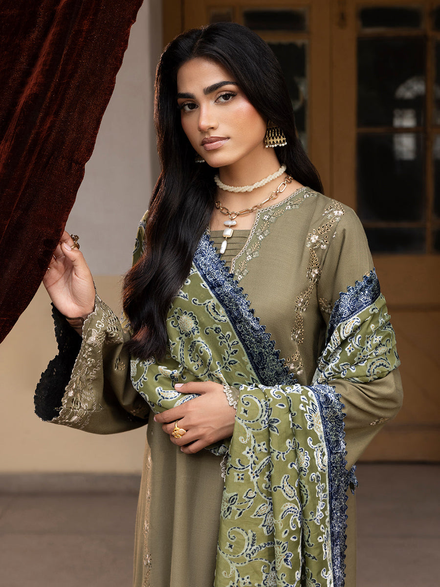CELTS Mehmal Premium Embroidered Dhanak Unstitched 3Pc Suit MC-03